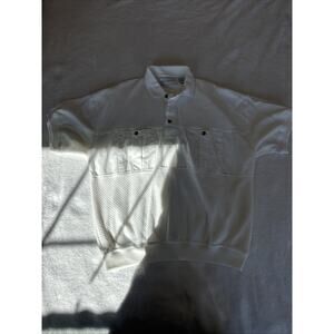 Hukapoo Vintage Men Polo White Pockets Large 70’s 80’s
